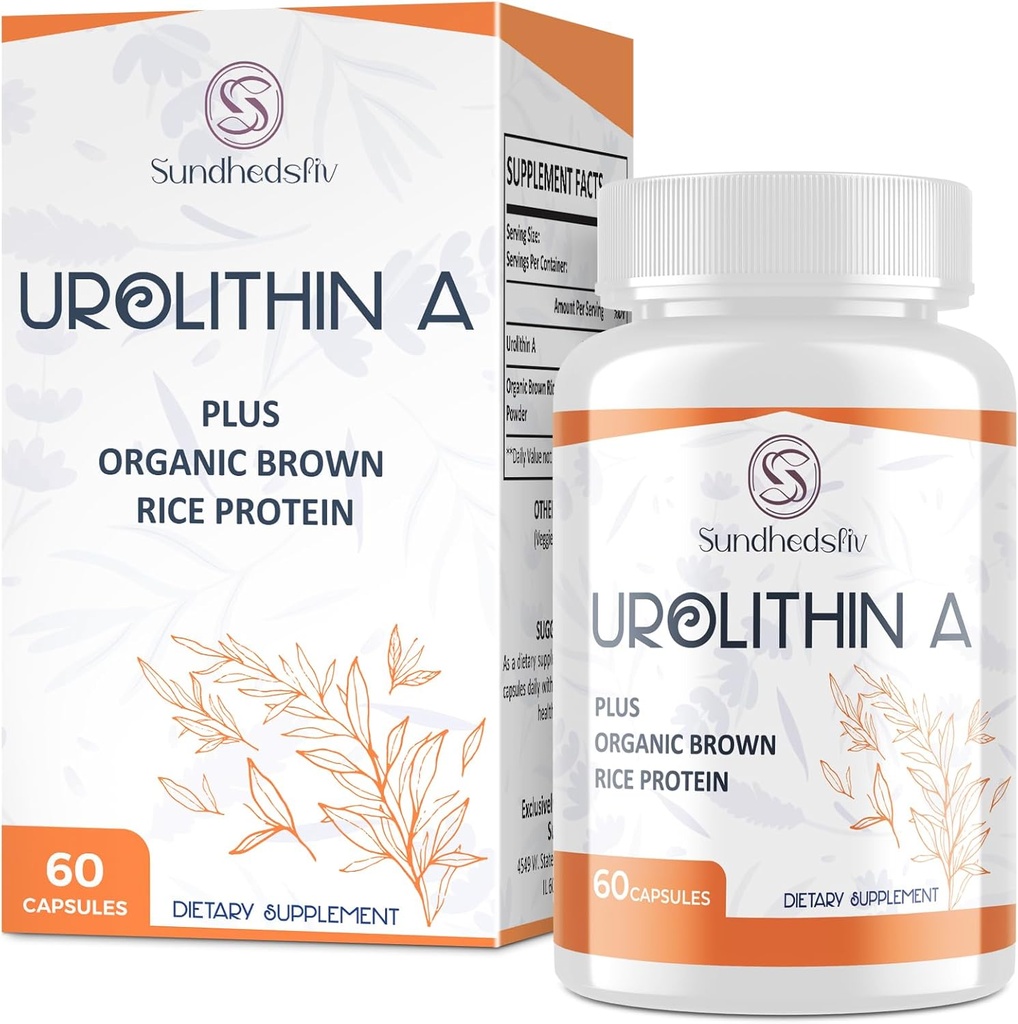Urolithin A Supplement 1500MG Plus Brown Rice Protein, Egzersiz Performansı ve Mitochondrial Desteği için, Gluten Free, 60 Capsules