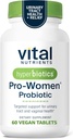 Hiperbiyotikler Vital Nutrients Pro Women Probiyotiks for Women | Vaginal Probiyotiks for PH Balance | Oral Probiyotik for Vaginal Health and Urinary Tract Health | 6 Targeted Strains | 60 Vegan Tabletler