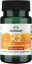 Swanson Βιταμίνη K2 (Menaquinone-7) - Συμπλήρωμα Βιταμίνης Υποστήριξη Καρδιαγγειακής και Οστικής Υγείας - Κατασκευασμένο από ιαπωνική Natto για να βοηθήσει να Ρυθμίσει το Ασβέστιο - (30 Softgels, 100mcg Καθένα)