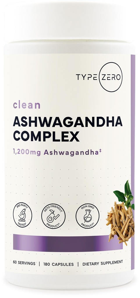 Tip Zero KSM-66 Ashwagandha Kökleri 1.200 mg, 60 Hizmet - Turmeric, Rhodiola Rosea ve BioPerine Black Pepper Ekstra - 180 Veggie Caps