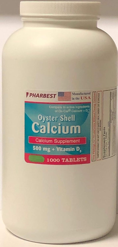 Oyster Shell Calcium 500 mg + Συμπλήρωμα βιταμίνης D - 1. 000 Tabletισκία