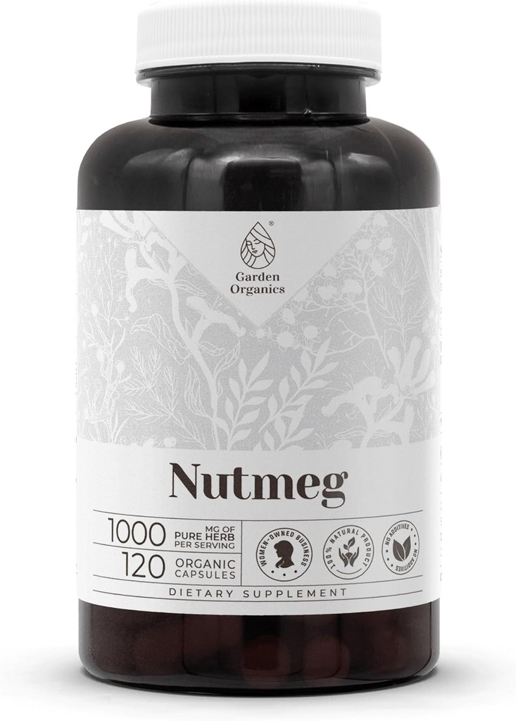 Nutmeg 120 Capsules | High-Potency Herbal Diyeter Supplements | Made with Sebze Capsules and Nutmeg (Rou Dou Kou, Myristica Fragrans) Kuru Nut (120 Count)