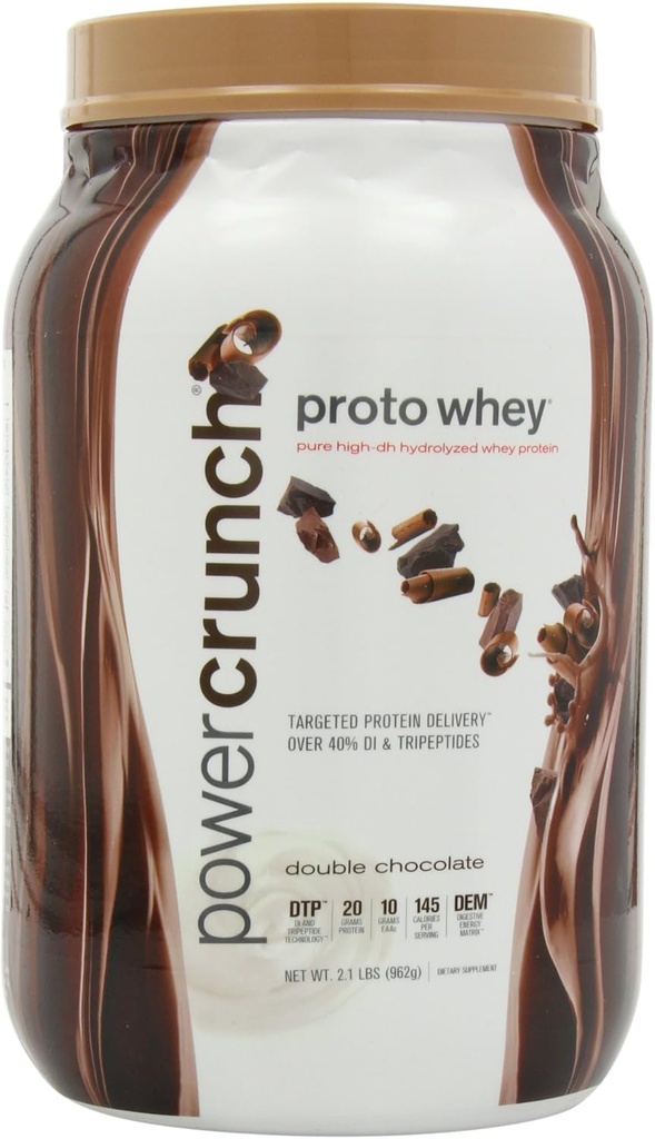 Power Crunch Whey Protein Tozu, Amino asitlerle, Protein Lezzetli Lezzetler, Çift Çikolata, 2.1 LBB