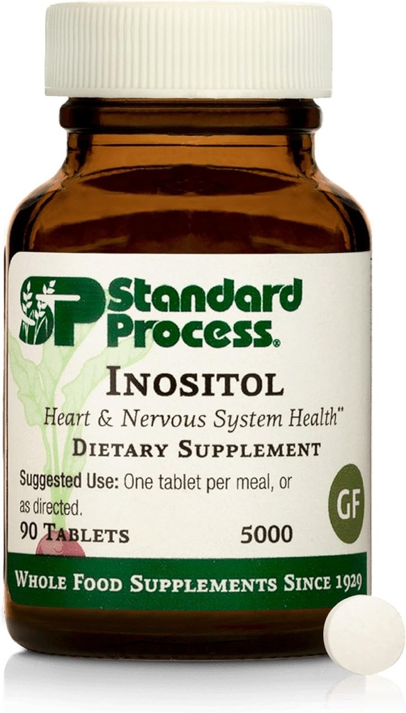 Standart Süreç Inositol - Destekler Nervous System, Lipid Metabolism & Cardiovascular Health - Vegetarian, Gluten-Free, Non-Dairy & Non-Soy - 90 Tabletler