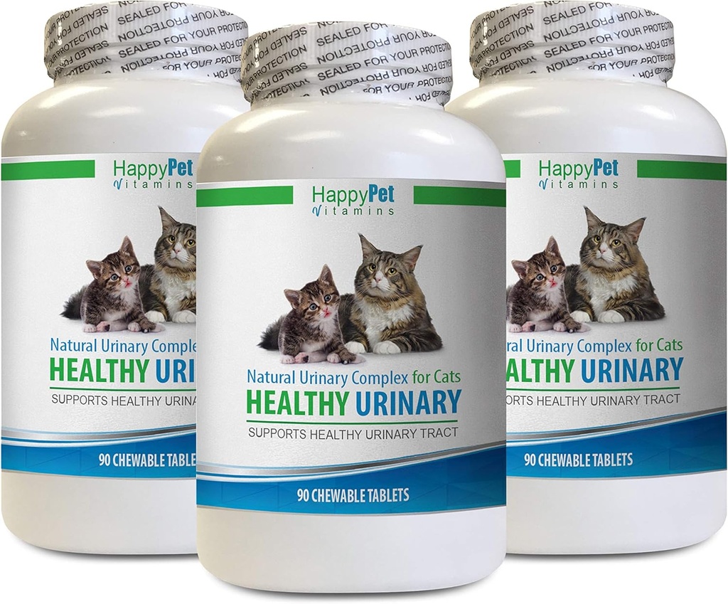 Kedi UTI Supplement - CAT Sağlıklı Urinary Kompleks - UTI Çözüm - Doğal Formula - Anti - kedi Urinary Incontinence - 3 Şişe (270 Tablet)