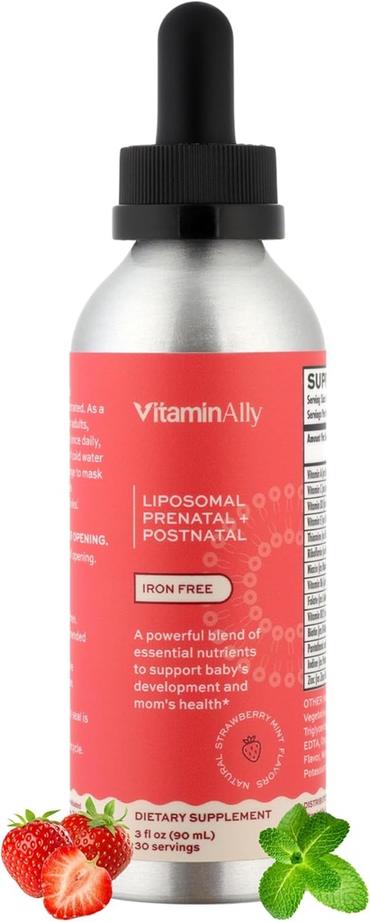 Liposomal Liquid prenatal+ Postnatal - Iron Free | Sugar Free | Non-GMO | Gluten Free| Supports Baby Development and Moms Health Throughout The Pregnancy and Nursing