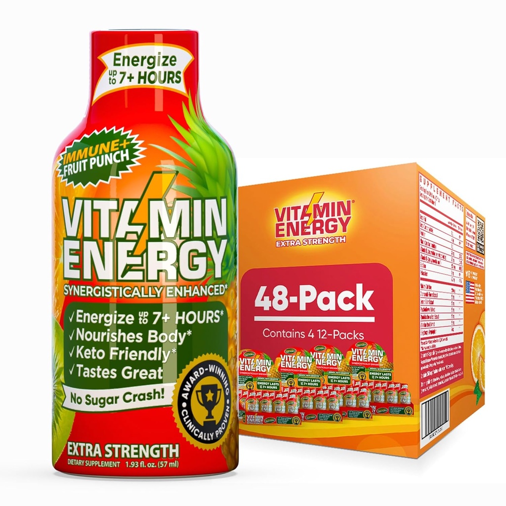Enerji Vitamini Immune+ Ekstra Kuvvetli Enerji Shot Meyve Z 48 Paketi, 260 mg Doğal Caffeine, B-Vitamins, Citicoline, Green Tea, Immunity & Focus Support, Zero Sugar, Gluten-Free 1.93 fl ozzz