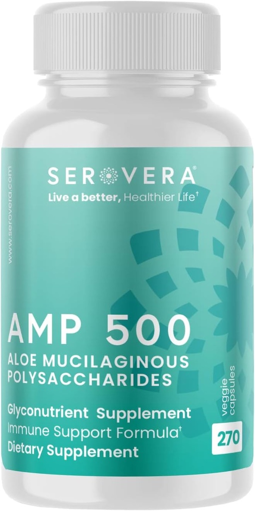 AMP Organic Aloe Glyconutrient Supplement - Υποστήριξη ανοσοποιητικού συστήματος, Digestive Tract, και Colon Health 270 caps