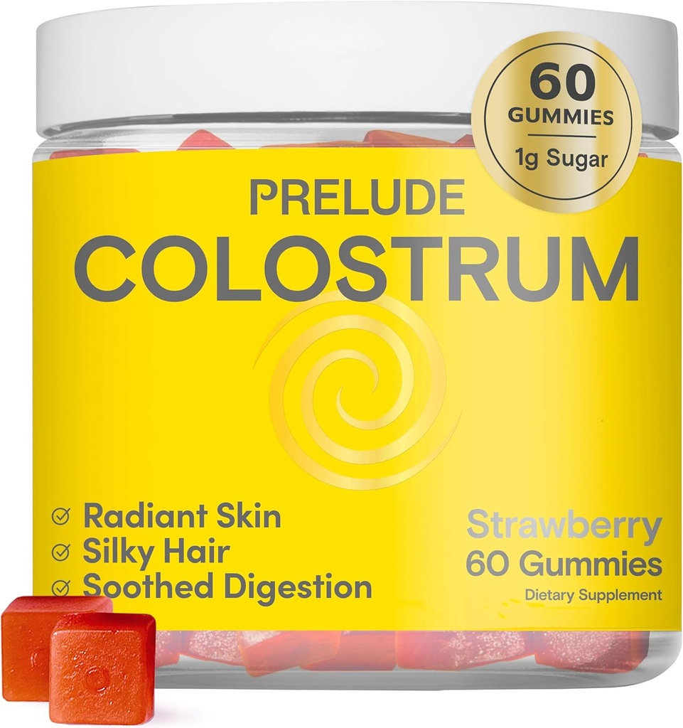 Prelude Bovine Colostrum Chews for Gut Health, Bloating & Beauty for Women & Men - Grassfed Colostrum Gummies for Digestive Health Immunity & Wellness General - Colostrum Supplement Made in USA