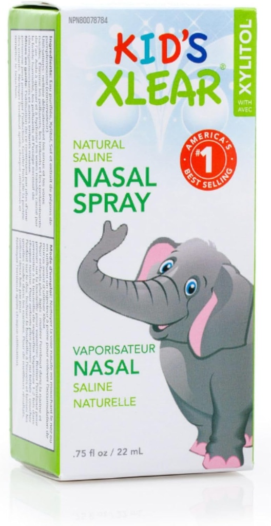 Xlear Natural Xylitol Saline Nasal Mix for Kids - Daily Decongestant, Nose Moisturizer, 0.75 fl oz (kırda 1)