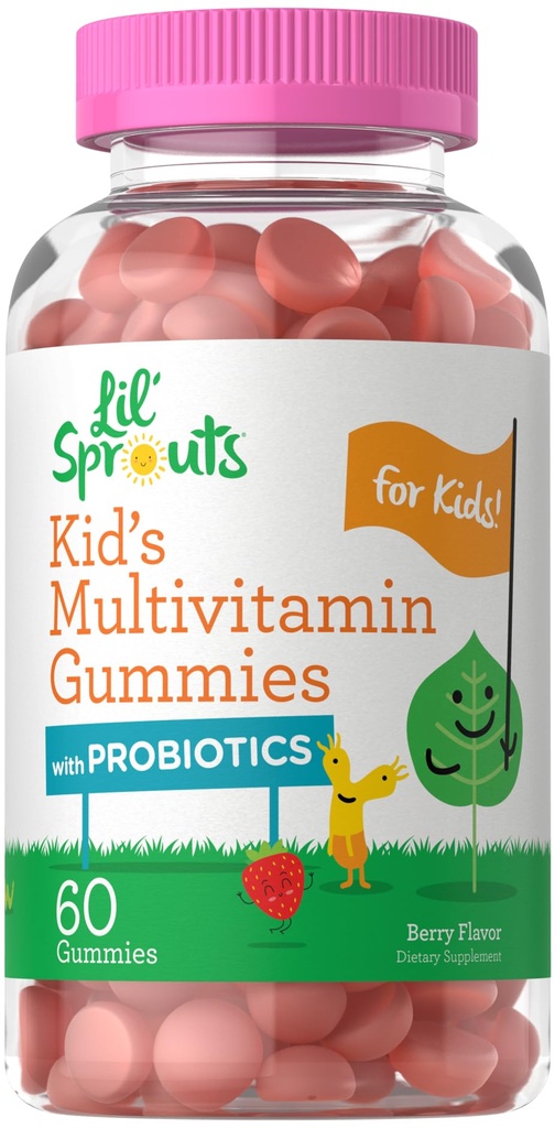 Carlyle Kids Multivitamin Gummies with Probiyotiks | 60 Chewables | Berry Flavor | Vegetarian, Non-GMO, Gluten Free Children's Supplement | by Lil' Sprouts | Ambalaj Vary