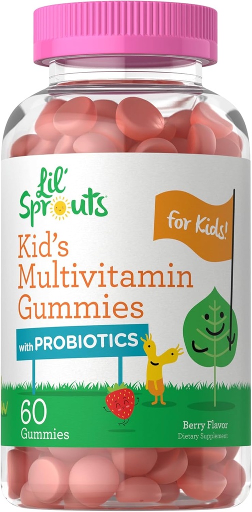 Carlyle Kids Multivitamin Gummies with Probiyotiks | 60 Chewables | Berry Flavor | Vegetarian, Non-GMO, Gluten Free Children's Supplement | by Lil' Sprouts | Ambalaj Vary