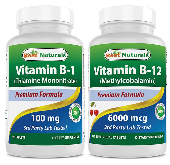 En İyi Doğal Vitamin B1, Thiamine Mononitrate 100 mg & Vitamin B12 6000 mcg
