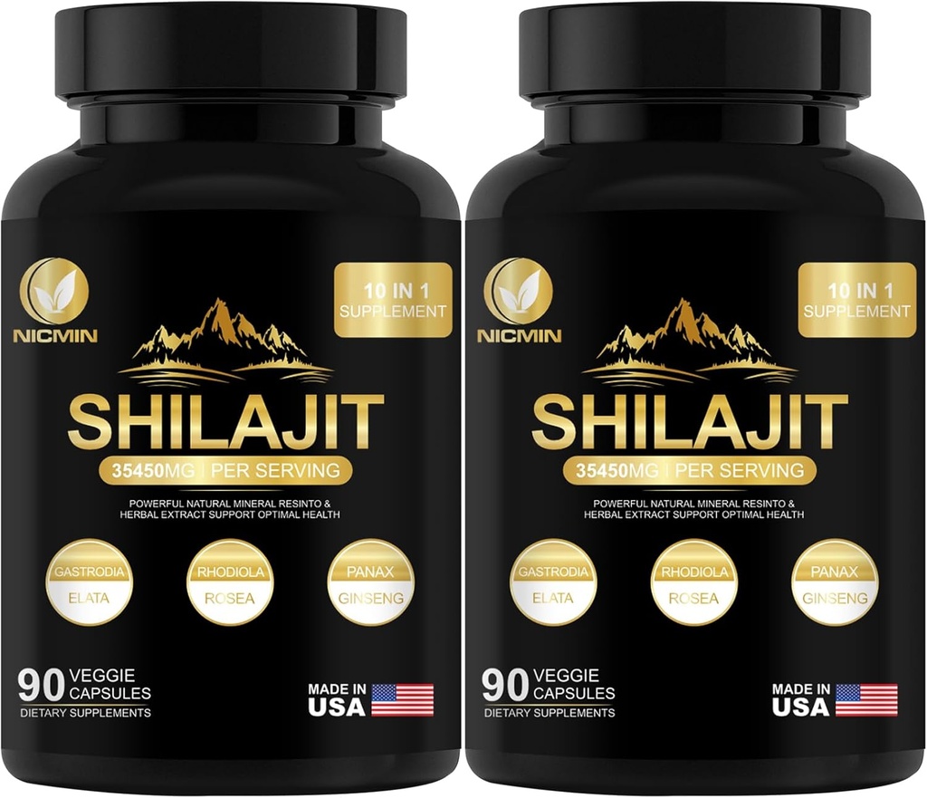 35450MG Pure Shilajit Supplement - Himalaya Organik Shilajit for Men & Women maximum Potency Shilajit for Advancedd Energy and Immune Support 180 Veggie Capsules