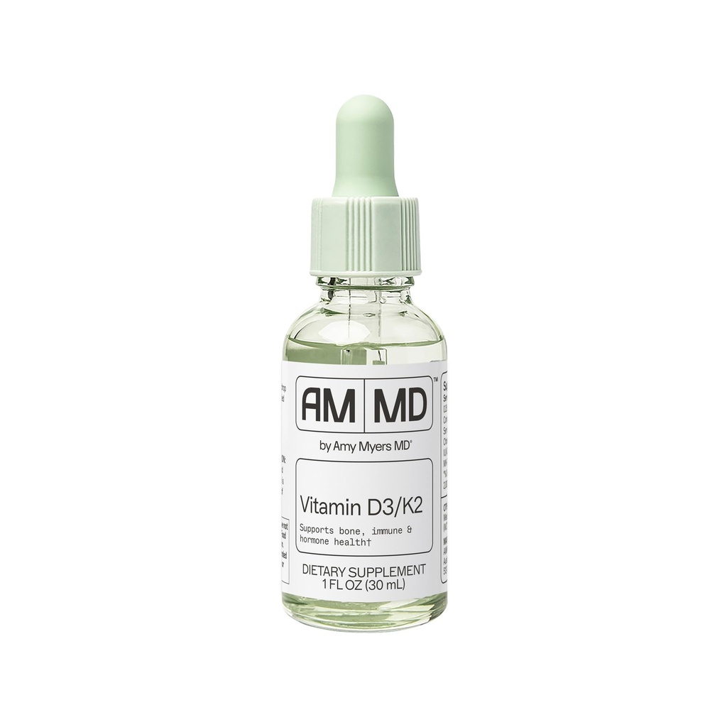 Amy Myers MD Vitamin D3/K2 Sıvı - Bone Health, Immune Function & Hormon Dengesi - Yüksek Abhidrasyon - Non-Dairy, Gluten-Free - 1 fl oz (30 hizmet)