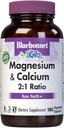 Bluebonnet Beslenme Magnezyum & Kalsiyum 2:1 Oran, Bone Health*, Non-GMO, Vegan, Kosher sertifikalı, Gluten-Free, Soy-Free, Dairy-Free, 180 Sebze Capsules, 60 Hizmetler