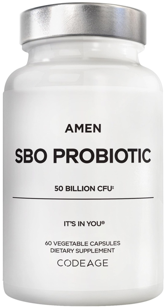 Amen Probiyotiks Supplement, SBO Probiyotik ve Organik Prebiyotikler, 50 Milyar CFUs, Raf Stable, No Refrigeration Required, Flora Daily Probiyotik Formula for Women & Men, Vegan & Non-GMO, 60 Capsules