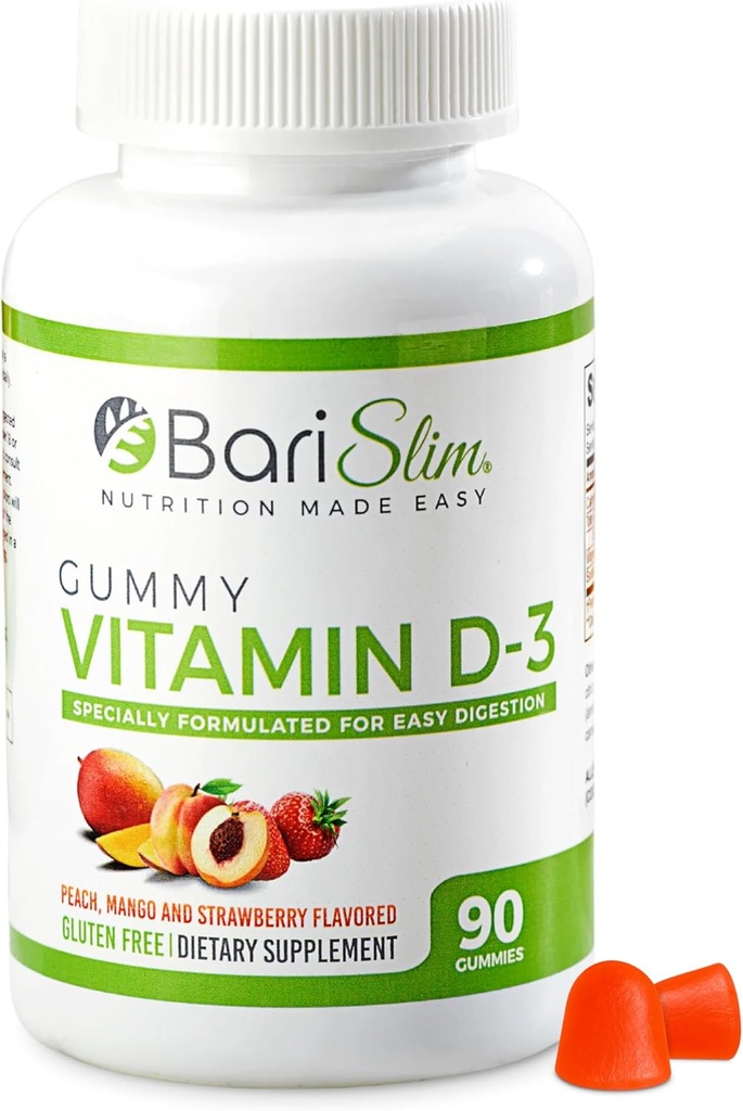 BariSlim Bariatrik Vitamin D-3 Gummies - Kilo kaybı cerrahisi sonrası hastalar için özel olarak formüle edilen Gummy Vitamini - Digest ve Great Tasting Fruit Flavors | 90 Meyve Chews