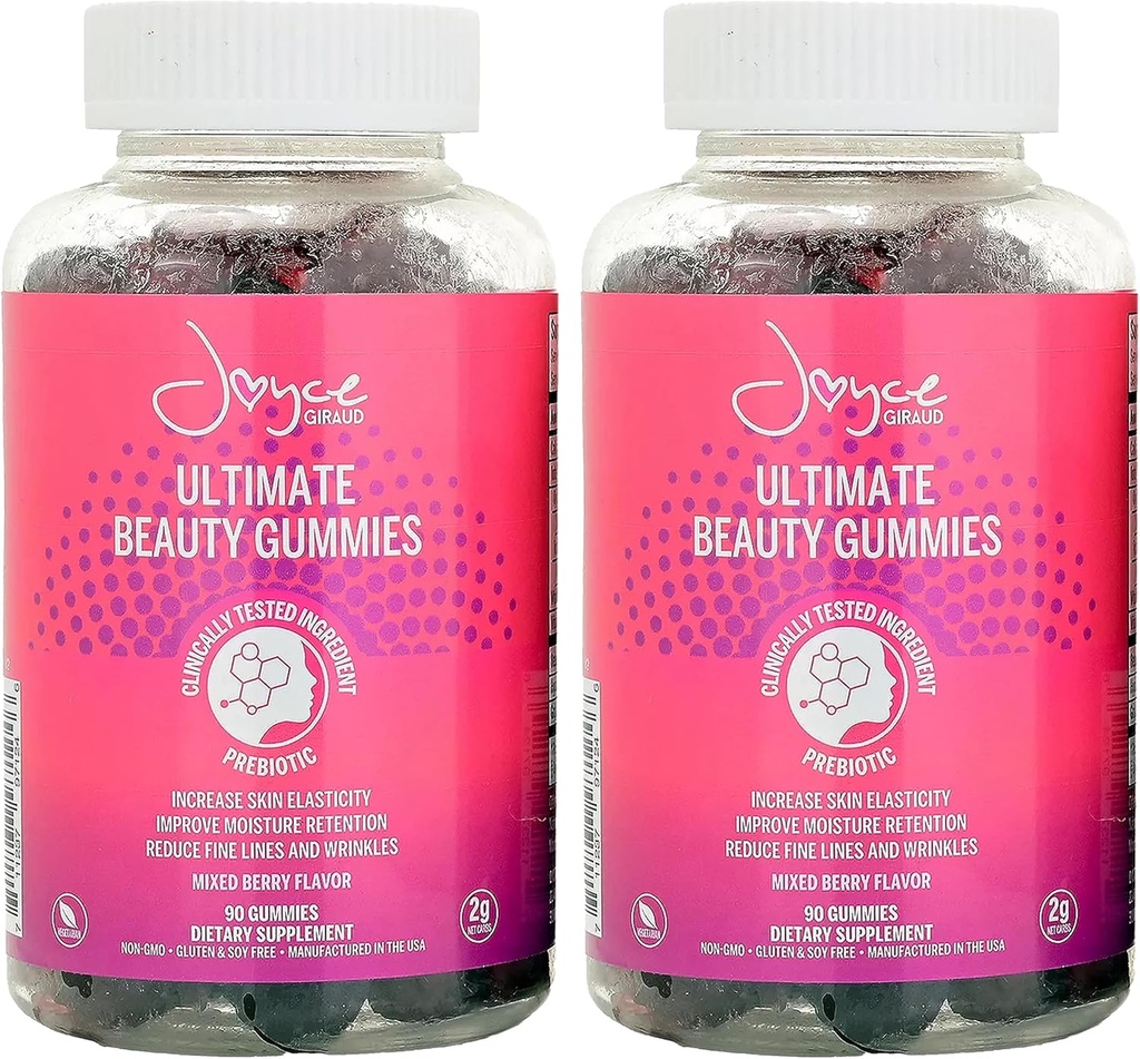 Joyce Giraud Ultimate Beauty Gummies, 60-Day Supply, Skin Hydration & Health Skin Tone, 180 Gummies