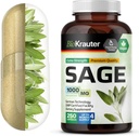 BIO KRAUTER Sage Supplement Capsules 1000 mg - 250 Vegan Caps - Salvia Officinalis - Immune & Digestive Support - Antioksisss