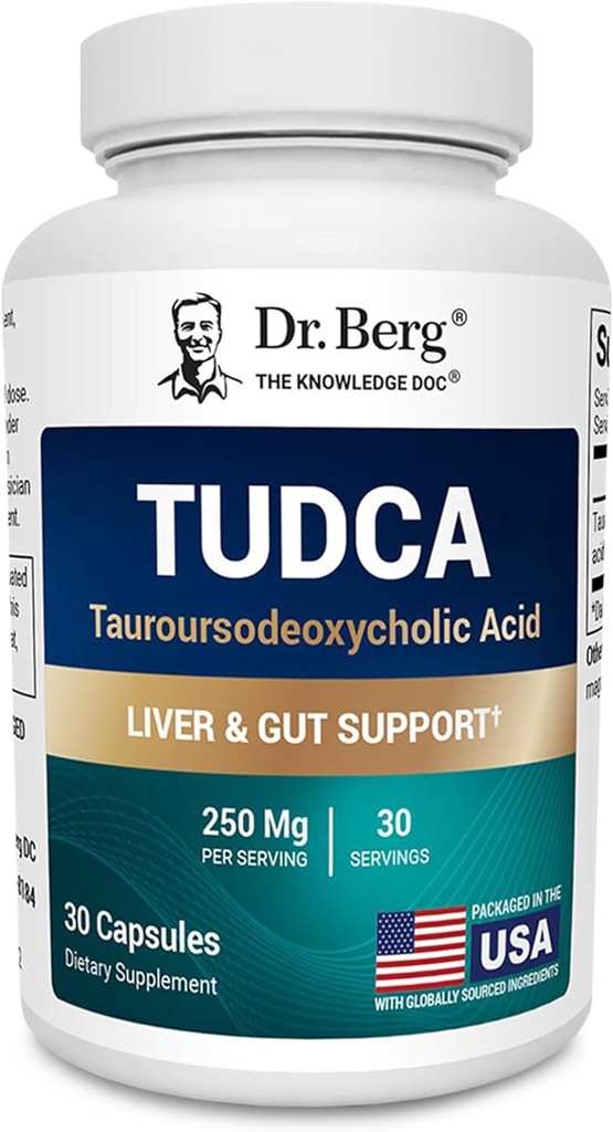 Berg TUDCA συμπλήρωμα (Taurussodeoxycholic Acid) - Ισχυρή φόρμουλα για την υγεία του ήπατος, τη ροή της χοληδόχου κύστης, υποστήριξη της χοληδόχου κύστης, και Digestive Health* - 30 κάψουλες