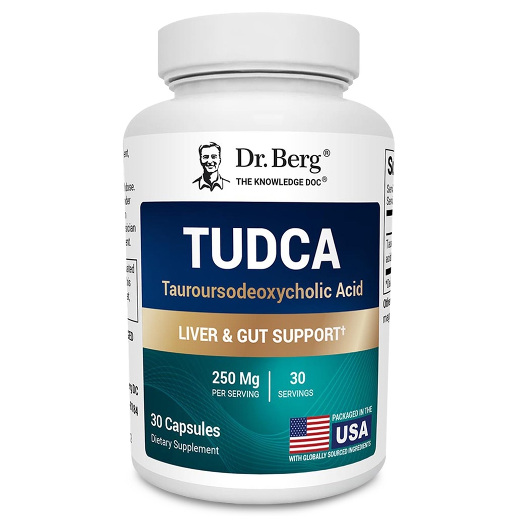 Dr. Berg TUDCA Supplement (Tauroursodeoxycholic Acid) - Liver Health, Bile Flow, Gallbladder Support ve Digestive Health * - 30 Capsules