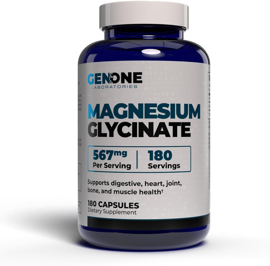 GenOne Magnezyum Glycinate Capsules - Bone & mental Support için Absorpsiyon geliştirdi - hizmet başına 567 mg - 180 Count Count Count Count