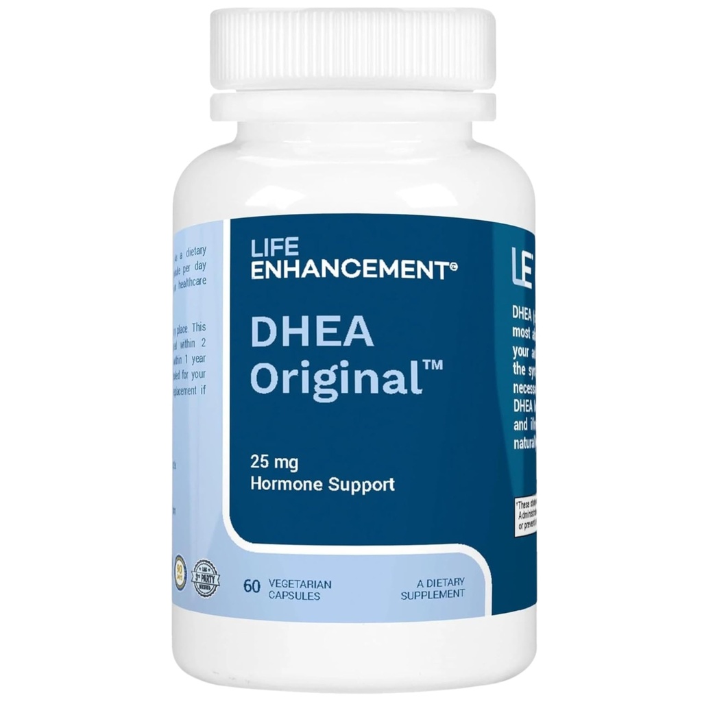 Life Enhancement DHEA Original - 25 mg DHEA Supplement with 4 mg Vitamin C - 60 Servings