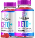 (2 Pack) Slim Aura Keto ACV Gummies, Official Slim Aura Keto Gummies for Weight Loss, Natural Keto Plus Apple Cider Vinegar Gummy, Premium Keto+ACV Formula, SlimAura ACV Keto Gomitas (120 Gummies)
