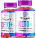 (2 Pack) Slim Aura Keto ACV Gummies, Resmi Slim Aura Zhong Gummies for Kilo Kaybı, Natural Keto Plus Apple Cider Vinegar Gummy, Premium DW+ACV Formula, SlimAura ACV Keto Gomitas (120 Gummies)