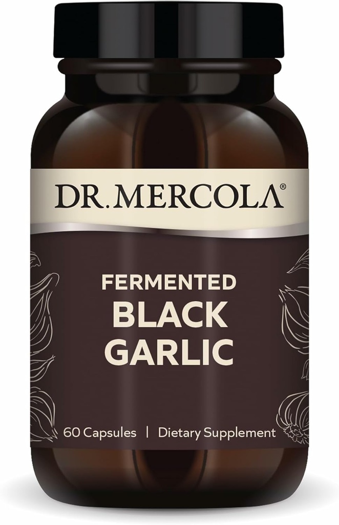 Dr. Mercola Fermented Black Garlic - Antioxy Supplement - for Immune, Cellular & Heart Health Support - S-Allyl-Cysteine - Non-GMO, Gluten-Free & Soy-Free - 60 Capsules (30 hizmet)