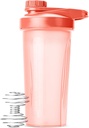 Protein Mixes için Bay Pen- Shaker Şişe, 28 oz, Coral Pink with Twist Cap and Whisk Ball, Shakes Cup for Shakes
