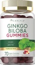 Carlyle Ginkgo Biloba 300 mg | 70 Gummies | 45:1 Leaf Extract | Peach Raspberry Flavor | Vegan, Non-GMO, Gluten Free Supplement Supplement