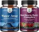 Water Away Akışkanları Dandelion Leaf Extract & Green Tea for Bloating Relief and High Strength Hawthorn Berry Capsules with Leaf & Flower Extract 4:1 for Health Heart & Digestion