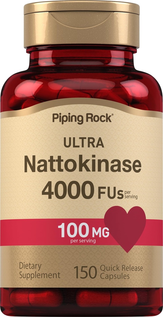 Piping Rock Nattokinase Supplement 4000 FU | 100 mg | 150 Capsules | Non-GMO, Gluten Free