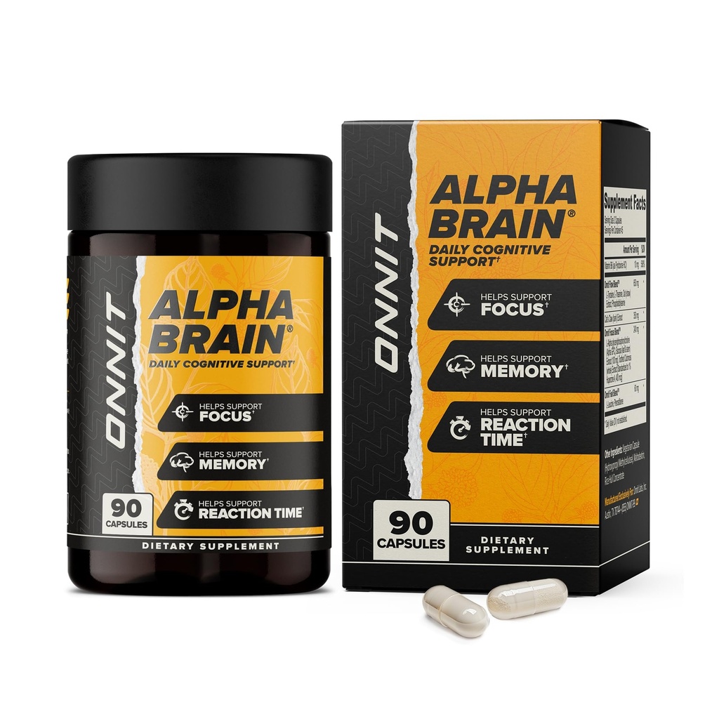 ONNIT Alpha Brain Nootropic Brain Supplement for Focus, Memory, mental Clarity, L-Theanine ve Vitamin B6, 90 Count Count
