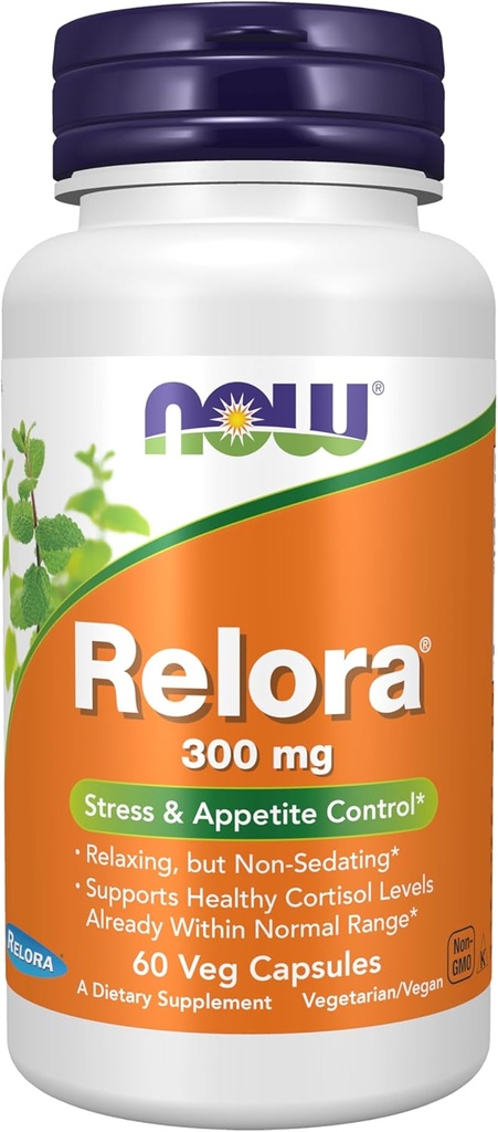 NOW Συμπληρώματα τροφίμων, Relora 300 mg (ένα μείγμα εκχυλίσματος φυτών από Magnolia officinalis και Phellodendron amurense), 60 κάψουλες Veg