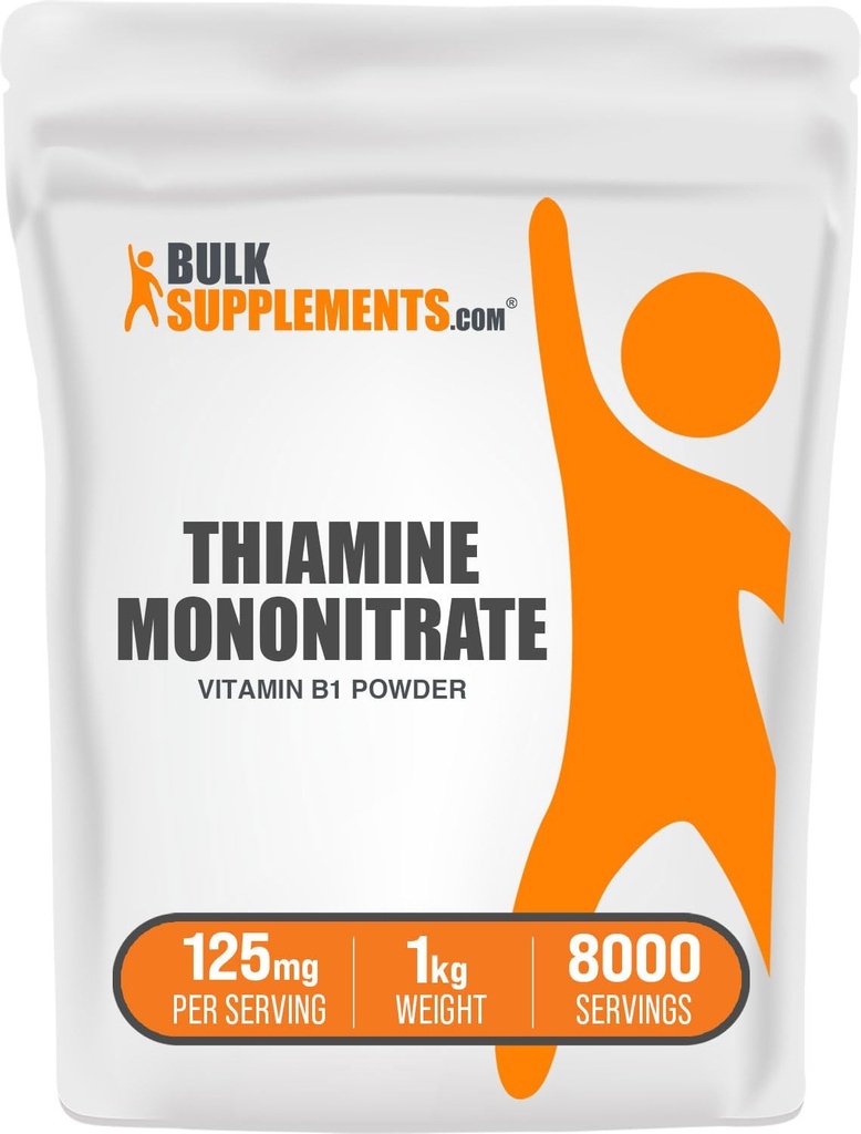 BulkSupplements.com Thiamine Mononitrate Toz - B1 Toz, Thiamine B1 Supplement - B1 Vitaminleri, Gluten Free, 125 mg per Service, 5 kg (11 lbs) (Pazarlama paketi)
