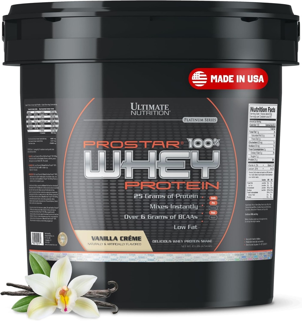 Ultimate Nutrition Prostar Whey Protein Toz Isolate, Vanilla - Low Carb, High Protein Toz Shake for Muscle Gain & Recovery - Low sodyum, Low-Fat & Keto Friendly - 10 lbs Kovan
