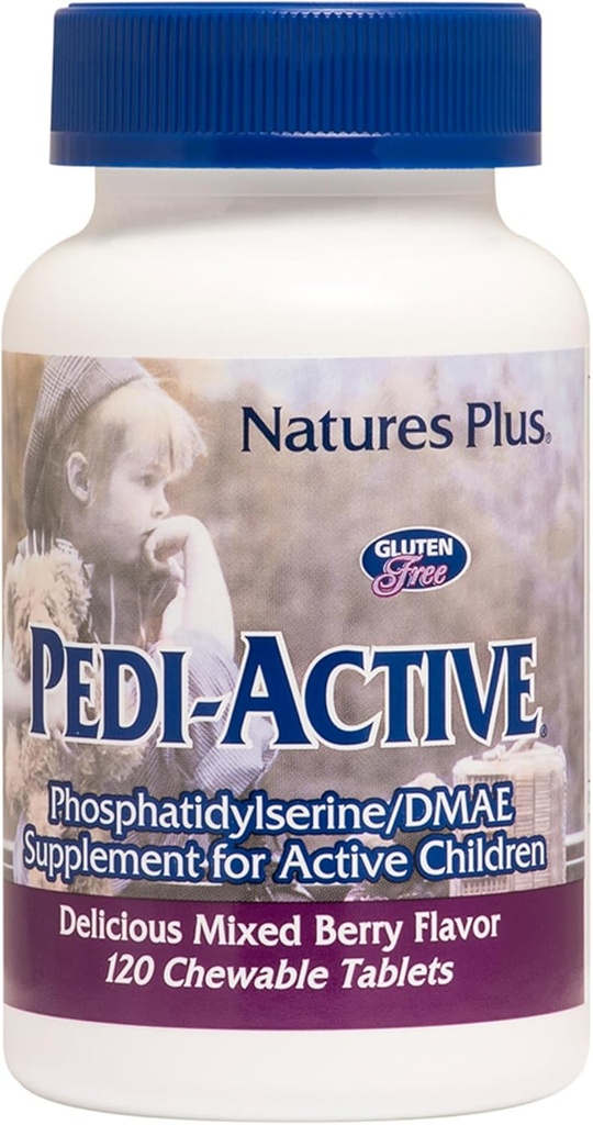 NaturesPlus Pedi-Active LECI-PS, DMAE Kompleksi - 120 Chewable Tabletler - karma Berry Flavor - Çocuklar Chewable Supplement, Beyin Sağlığı, Focus - Vegetarian, Gluten-Free - 60 Hizmetler