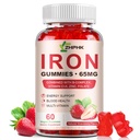 Demir Supplement Gummies, 65 mg Demir ve 250 mg Kadınlar için C vitamini, Doğal Vegan Demir Gummy A, B-Complex, Biotin, çinko & Folate Energy Support & Immune Health, 60 Gummies