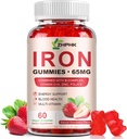Iron Supplement Gummies, 65mg Iron and 250mg Vitamin C for Women Men Kids, Natural Vegan Iron Gummy with Vitamin A, B-Complex, Biotin, Zinc & Folate Energy Support & Immune Health, 60 Gummies
