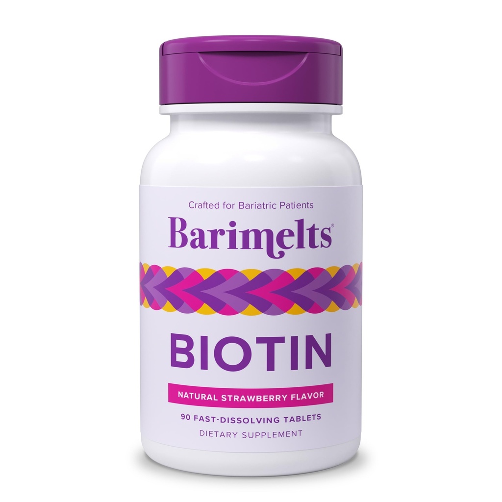 BariMelts Βιοτίνη 5000mcg, 90 Ταμπλέτες ταχείας διάλυσης (3- Μήνας προσφοράς), χωρίς ζάχαρη βιατρικές βιταμίνες για τις γυναίκες, φυσική γεύση φράουλας