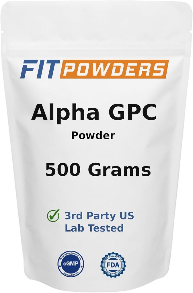 Alfa-GPC Toz 500 Grams, Non-GMO Alfa GPC Supplement Choline Toz, Vegan, Üçüncü Parti Test Edildi, Pre-Workout, Memory and Focus, with Scoopop