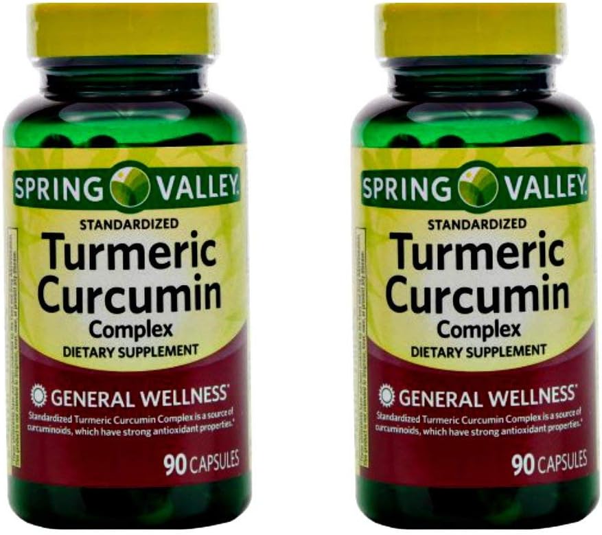 Spring Valley Standerdized Kompleks Turmeric Curcumin Diyetsel Supplement Capsules, 500 mg, 90 sayı, 2 pk