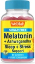 WellEvet Melatonin (2 mg) Ashwagandha (850 mg) Sugar Free Gummies - Sleep & Stress Aid Supplement - Chamomile, Lemon Balm, Lavender, ve Valerian - Natural Sourced Flavor - 60 Kont