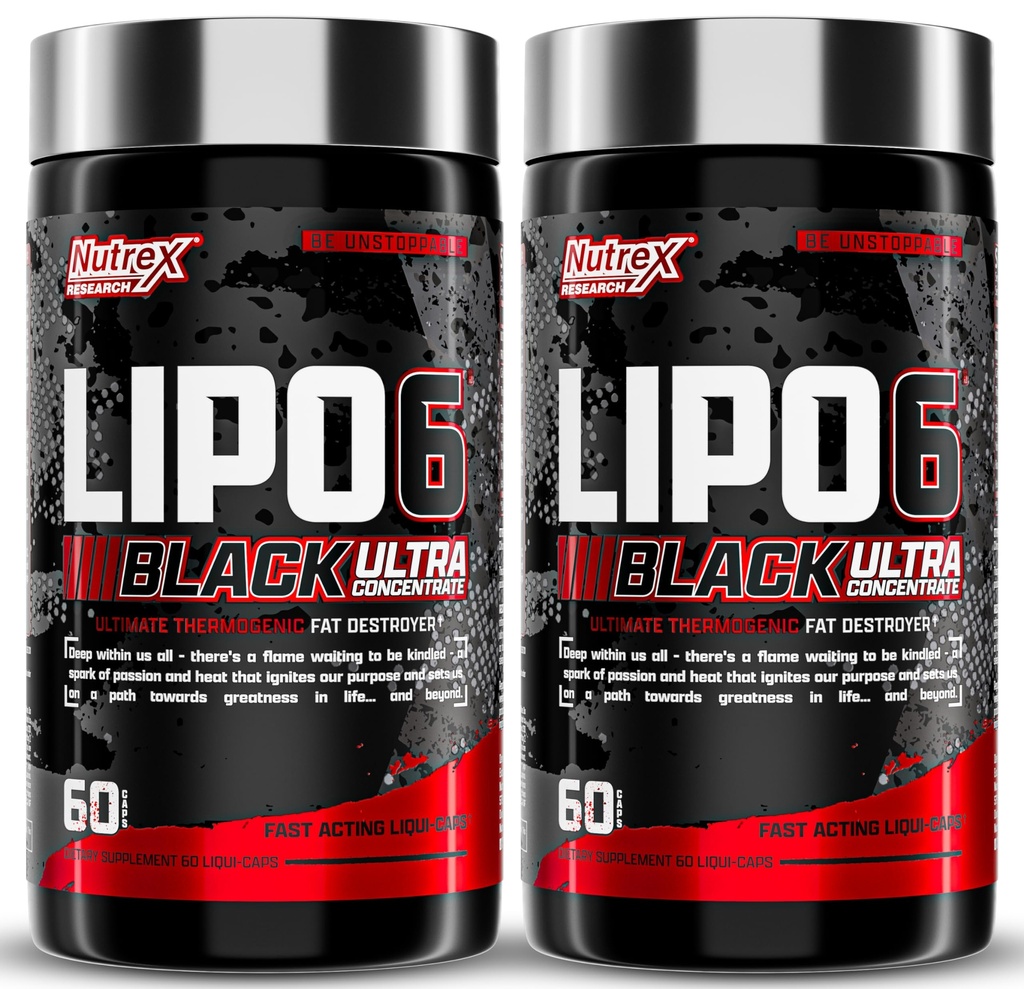 Nutrex έρευνα Lipo-6 μαύρο εξαιρετικά συμπυκνωμένο θερμογόνο συμπλήρωμα καύση λίπους, αύξηση απώλειας βάρους, ενέργειας & έντονη εστίαση 120 χάπια διατροφής