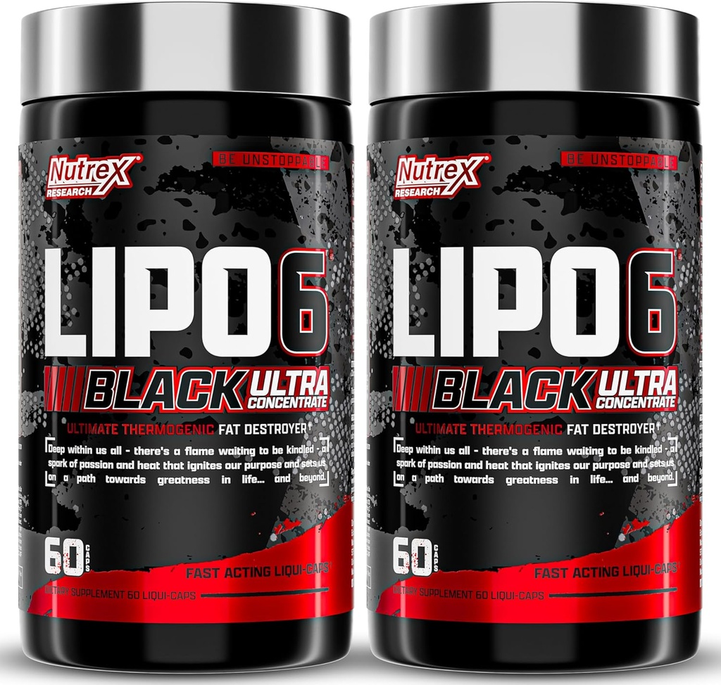 Nutrex Research Lipo-6 Black Ultra Tempanic Fat Burner Supplement, Kilo Kaybı, Enerji & Intense Focus 120 Diyet Pills