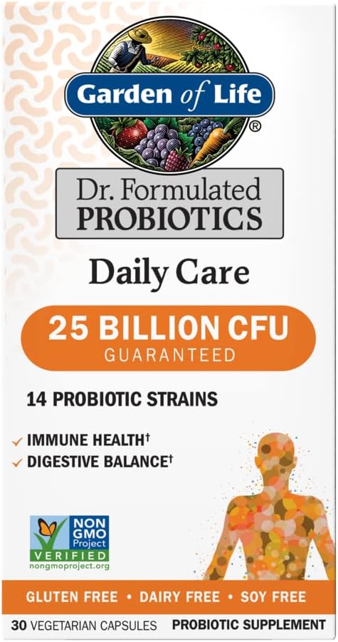 Life Dr. Formulated Probiyotiks Daily Care 30 Capsules 25 Milyar CFU 14 Strains Immune Health Digestive Balance, Gluten Free,Soy Free