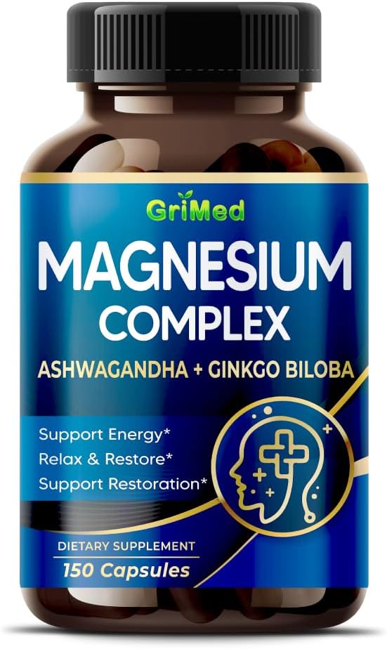 Συγκρότημα μαγνησίου 8.600mg - x8 Δύναμη με Ashwagandha + Ginkgo Biloba - Χαλαρώστε & Αποκαταστήστε, Ξεκούραστος Ύπνος - ΗΠΑ Κατασκευασμένο & Δοκιμασμένο (150 Count (Pack of 1))